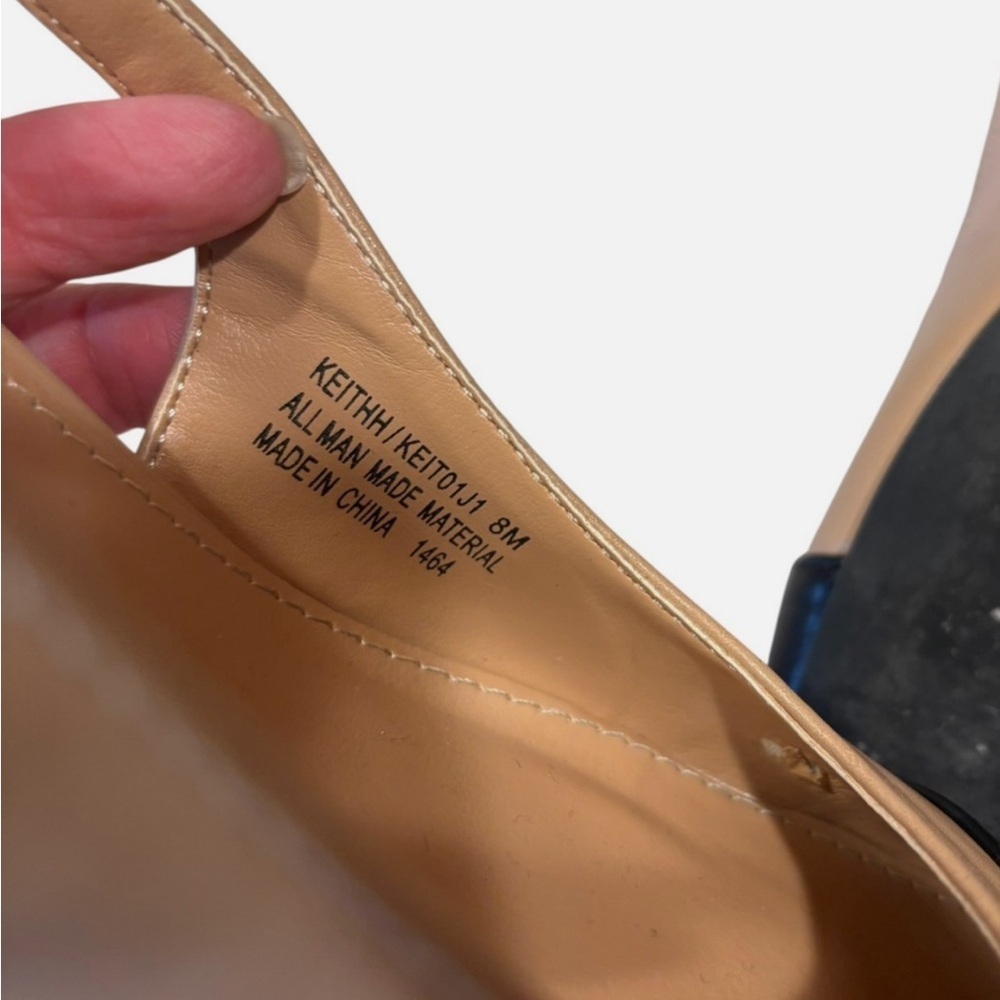 Madden Girl Cap Toe Slingback Block Heels Nude Black Sz 8 French Girl Preppy - Picture 8 of 8